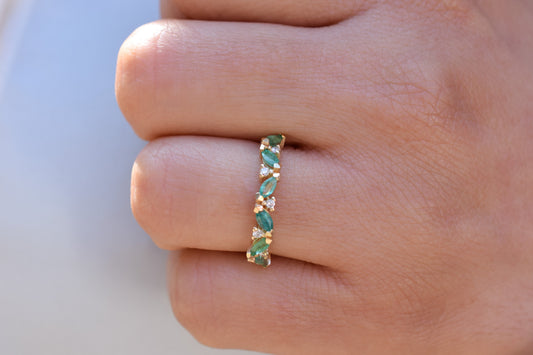 14K Diamant Smaragd Ana Ring