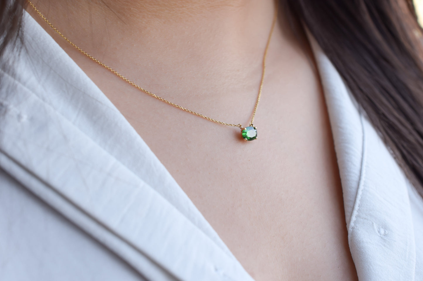 VerOna 14K Gold Ovaal Smaragd Ketting