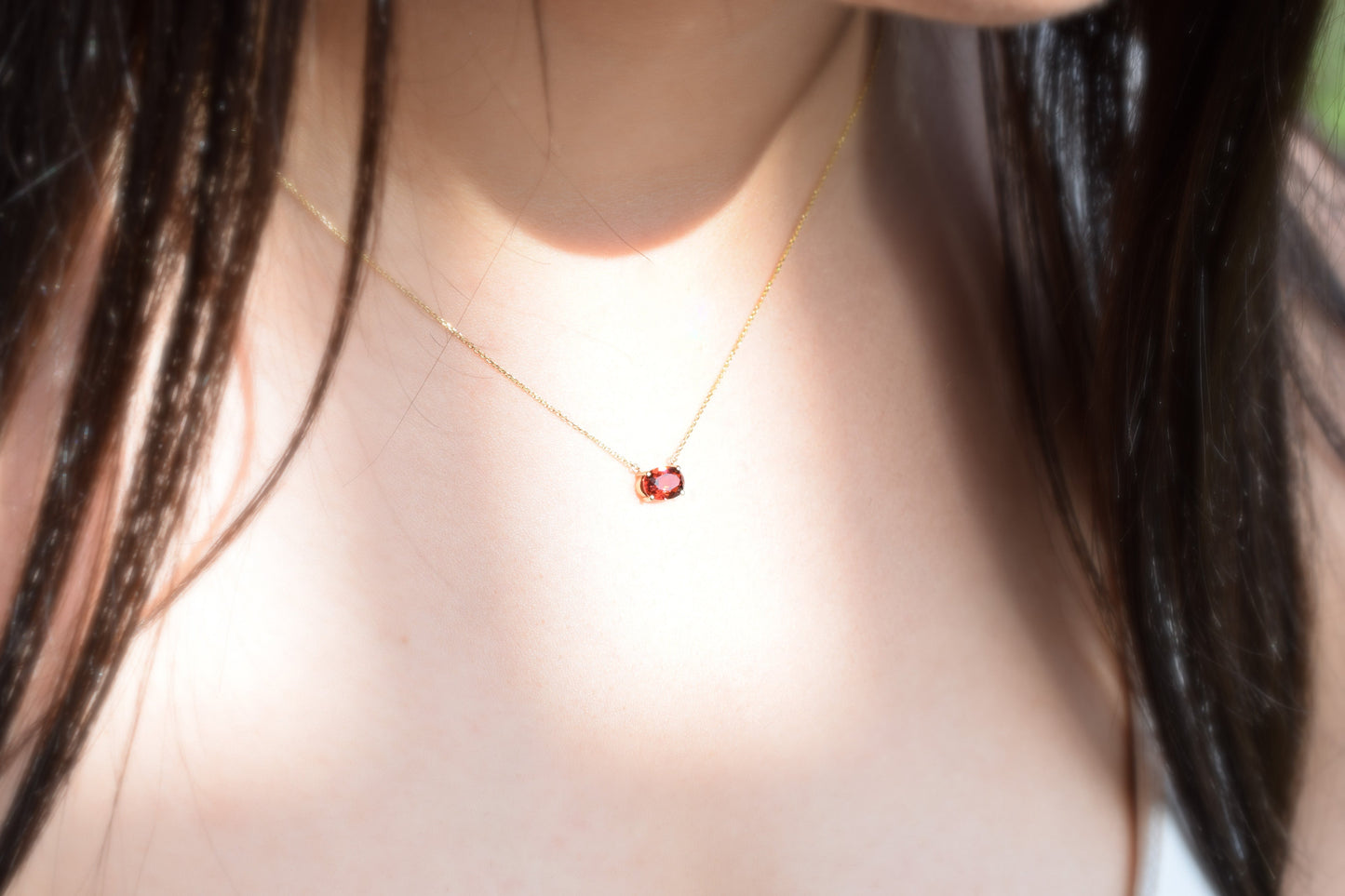 VerOna 14K Gold Ovaal Robijn Ketting