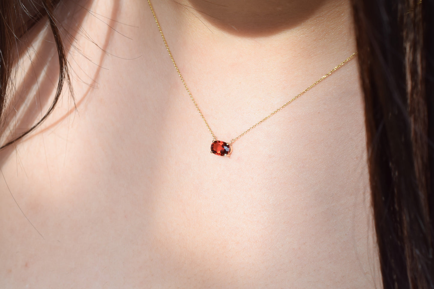 VerOna 14K Gold Ovaal Robijn Ketting