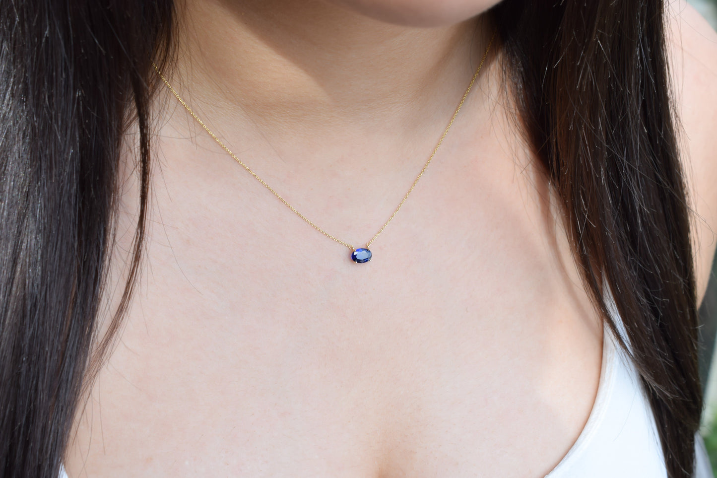VerOna 14K Gold Ovaal Saffier Ketting