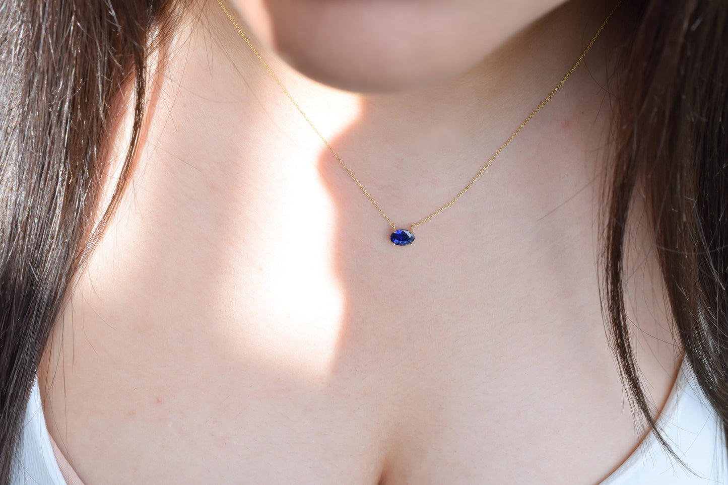 VerOna 14K Gold Ovaal Saffier Ketting