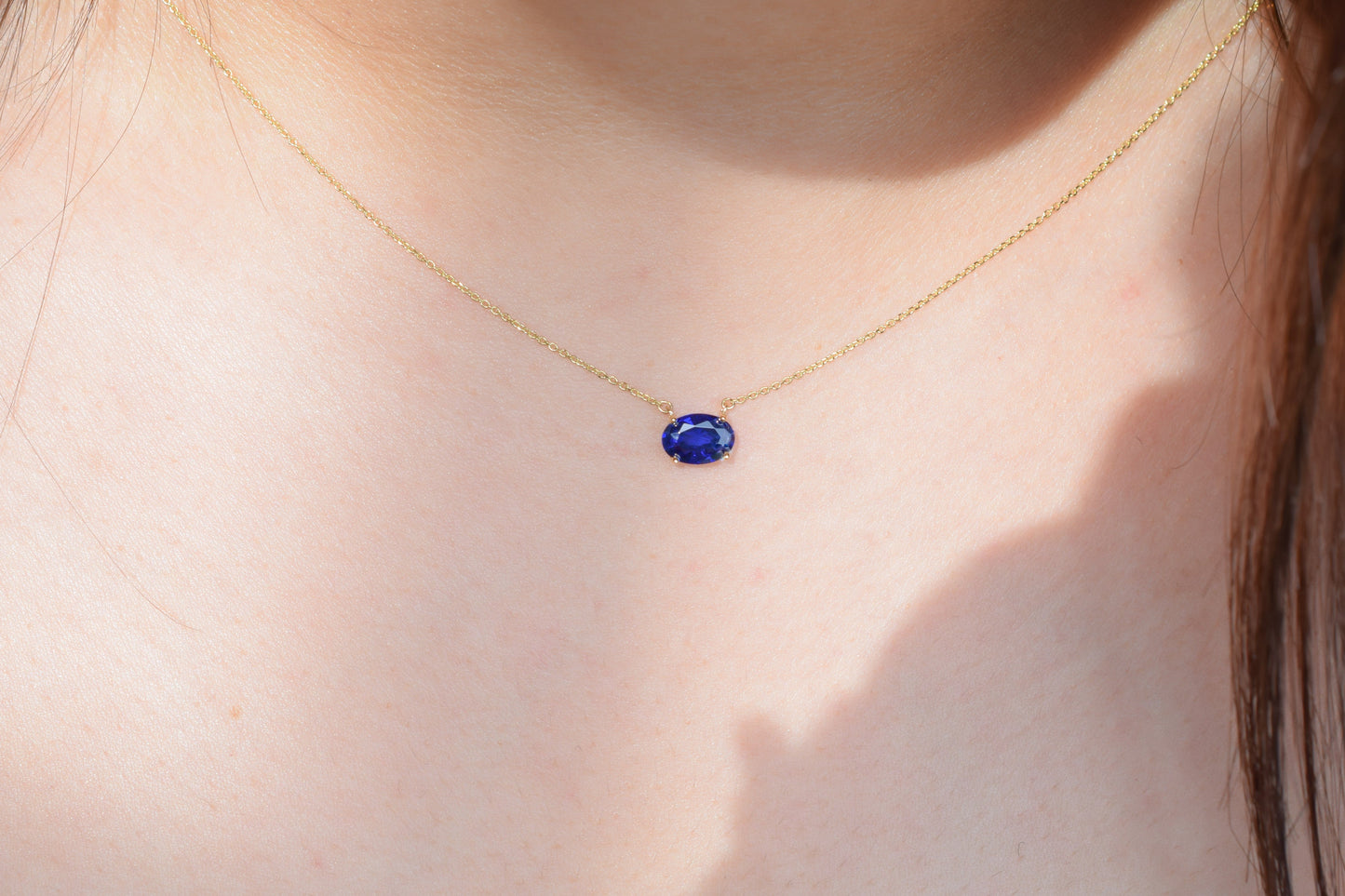 VerOna 14K Gold Ovaal Saffier Ketting