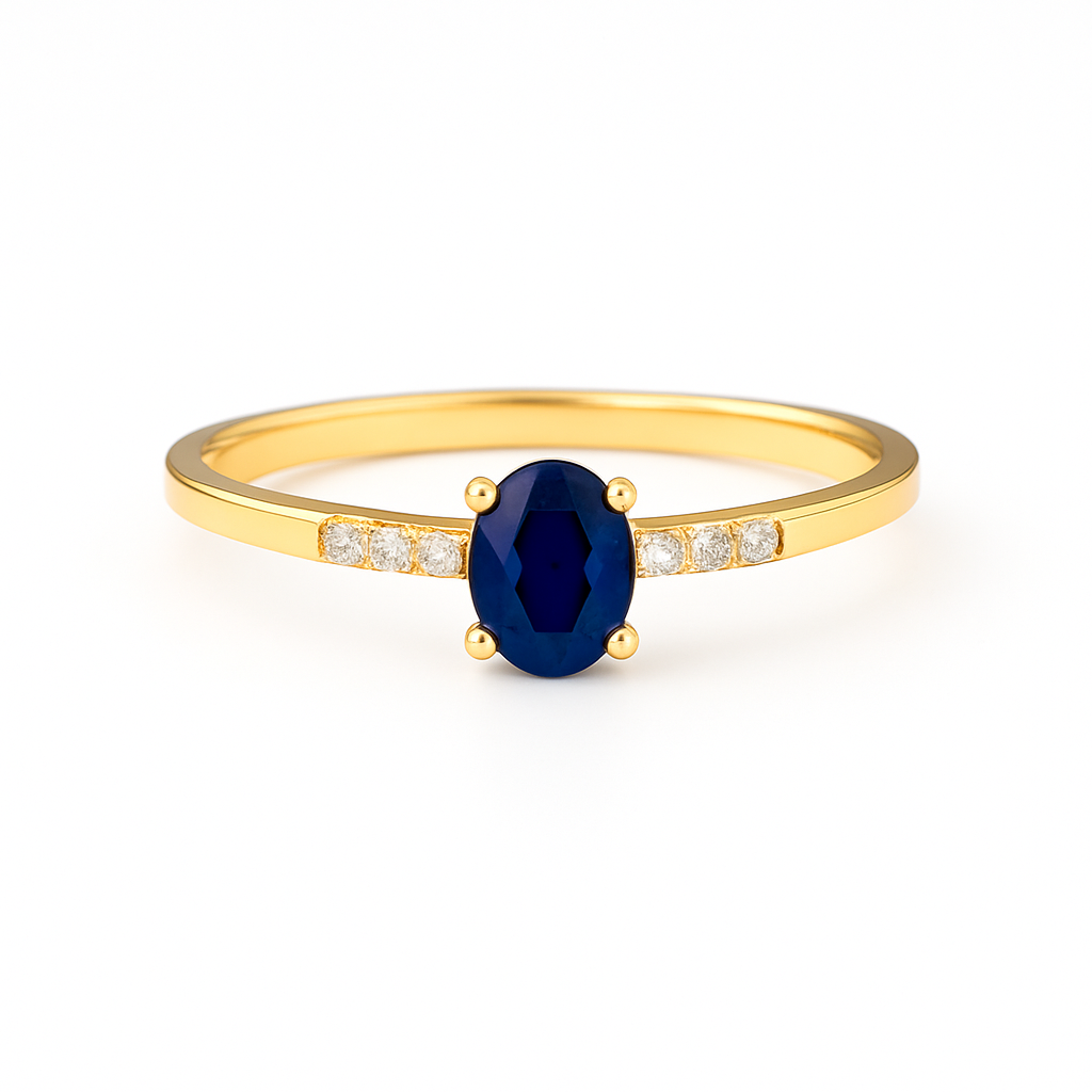 14K Goud Diamant Saffier Eva Ring