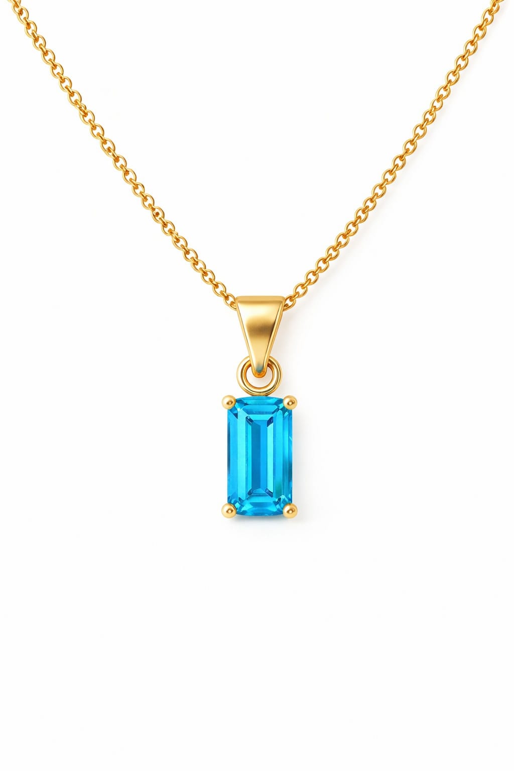 14K Goud Aquamarijn Hanger Rechthoekig VerOna
