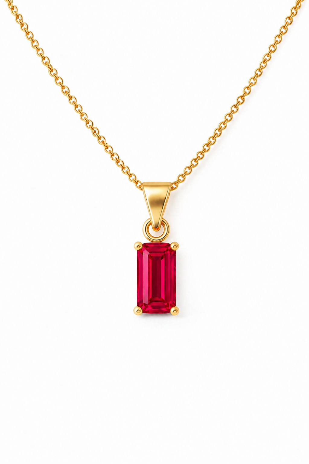 14K Goud Robijn Hanger Rechthoekig VerOna