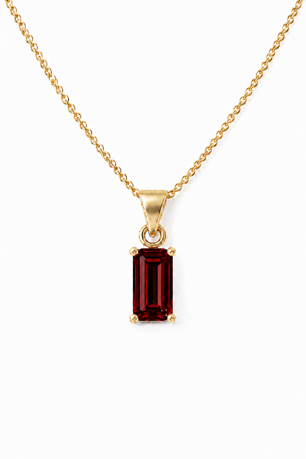 14K Goud Granaat Hanger Rechthoekig VerOna