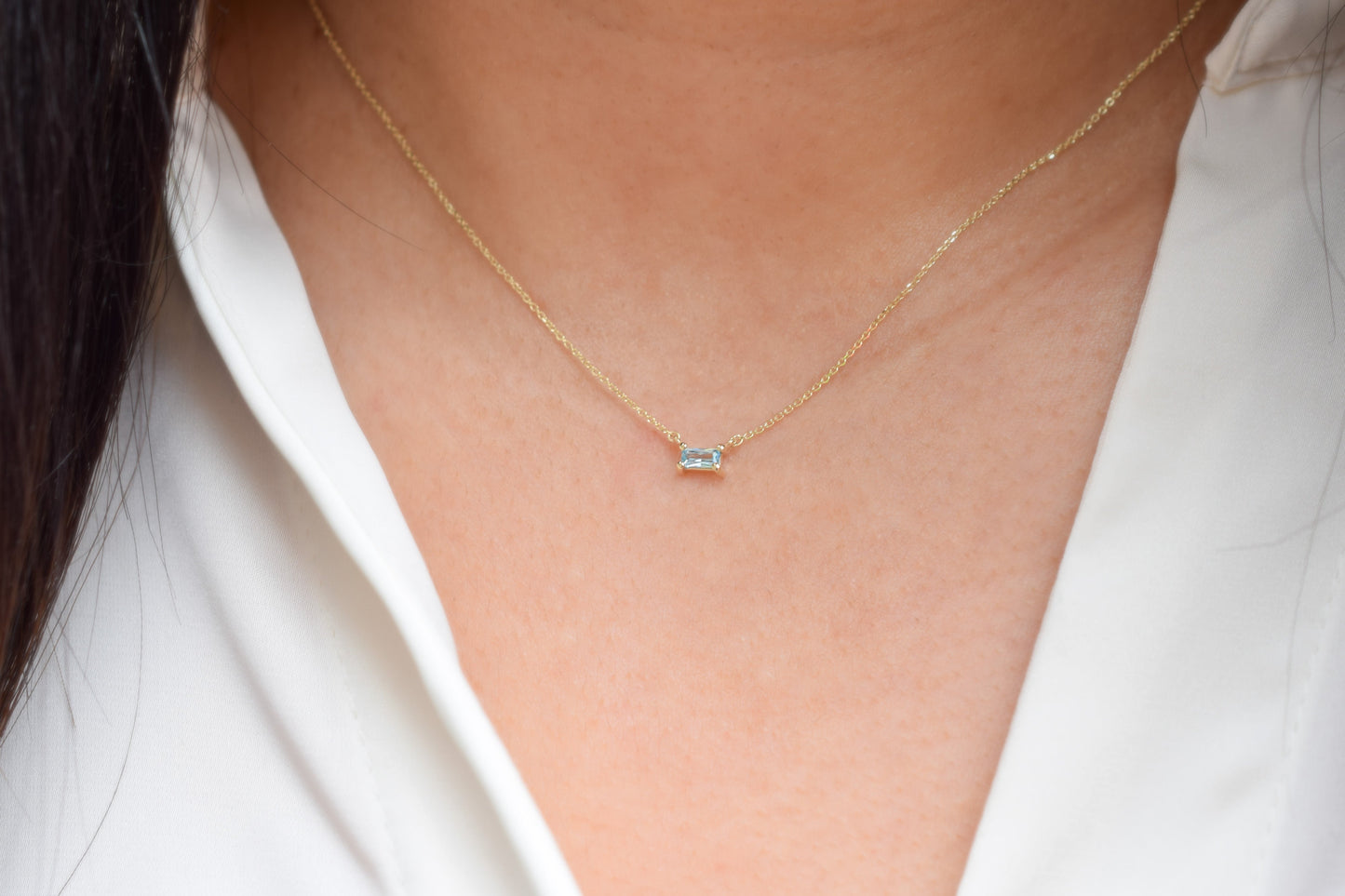 14K Goud Topaas Baquette Ketting