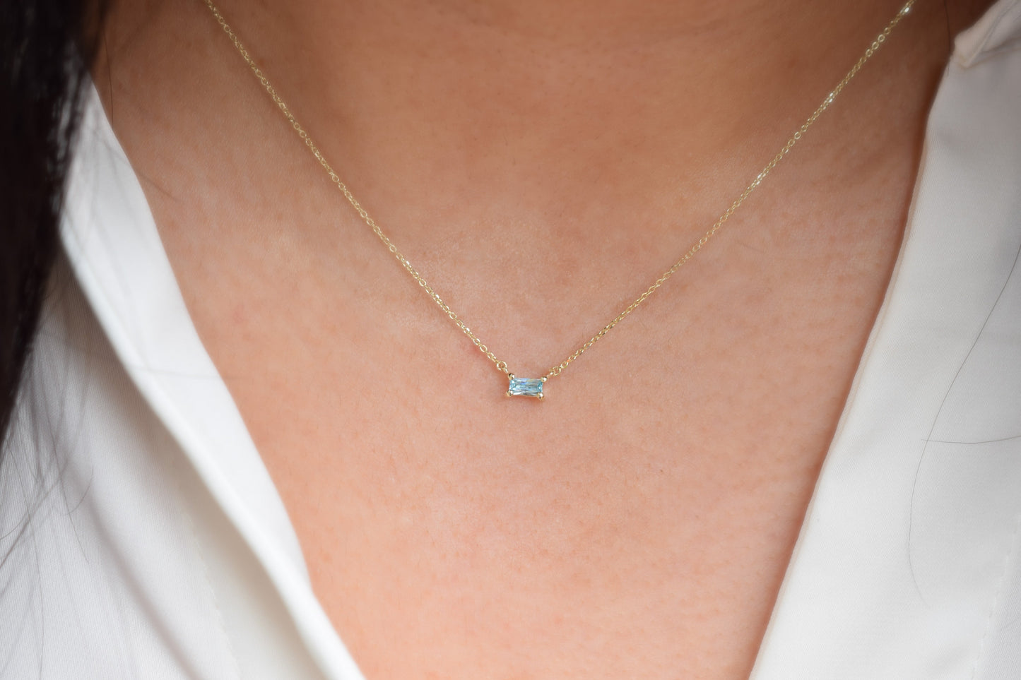 14K Goud Topaas Baquette Ketting