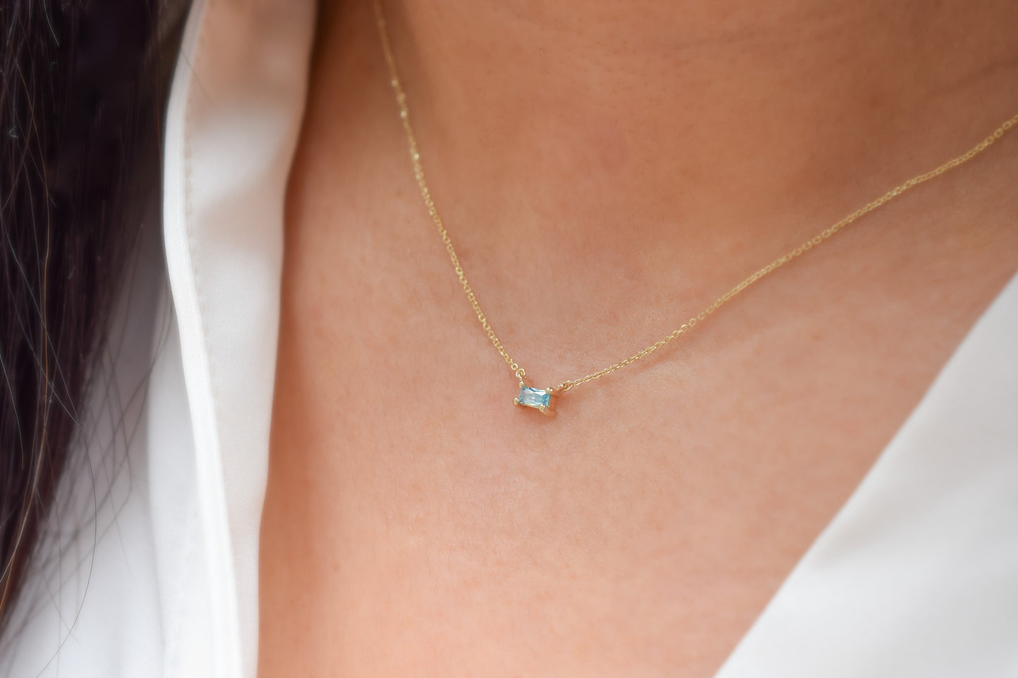 14K Goud Topaas Baquette Ketting