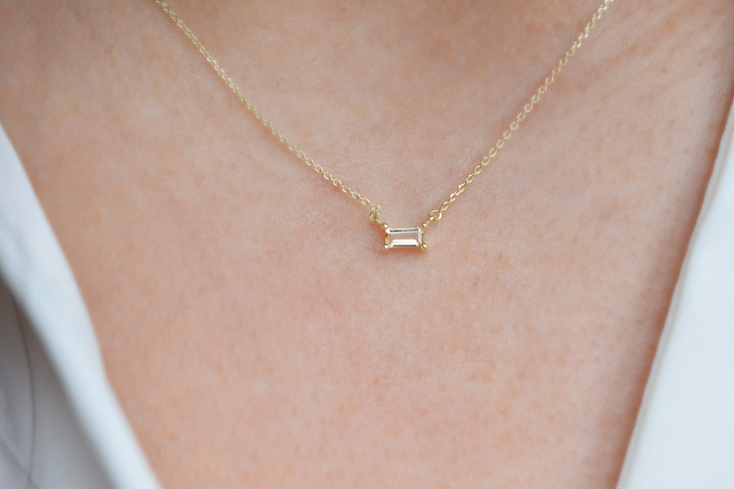 14K Goud Citrien Baquette Ketting