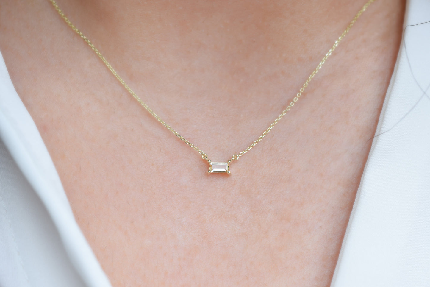 14K Goud Citrien Baquette Ketting