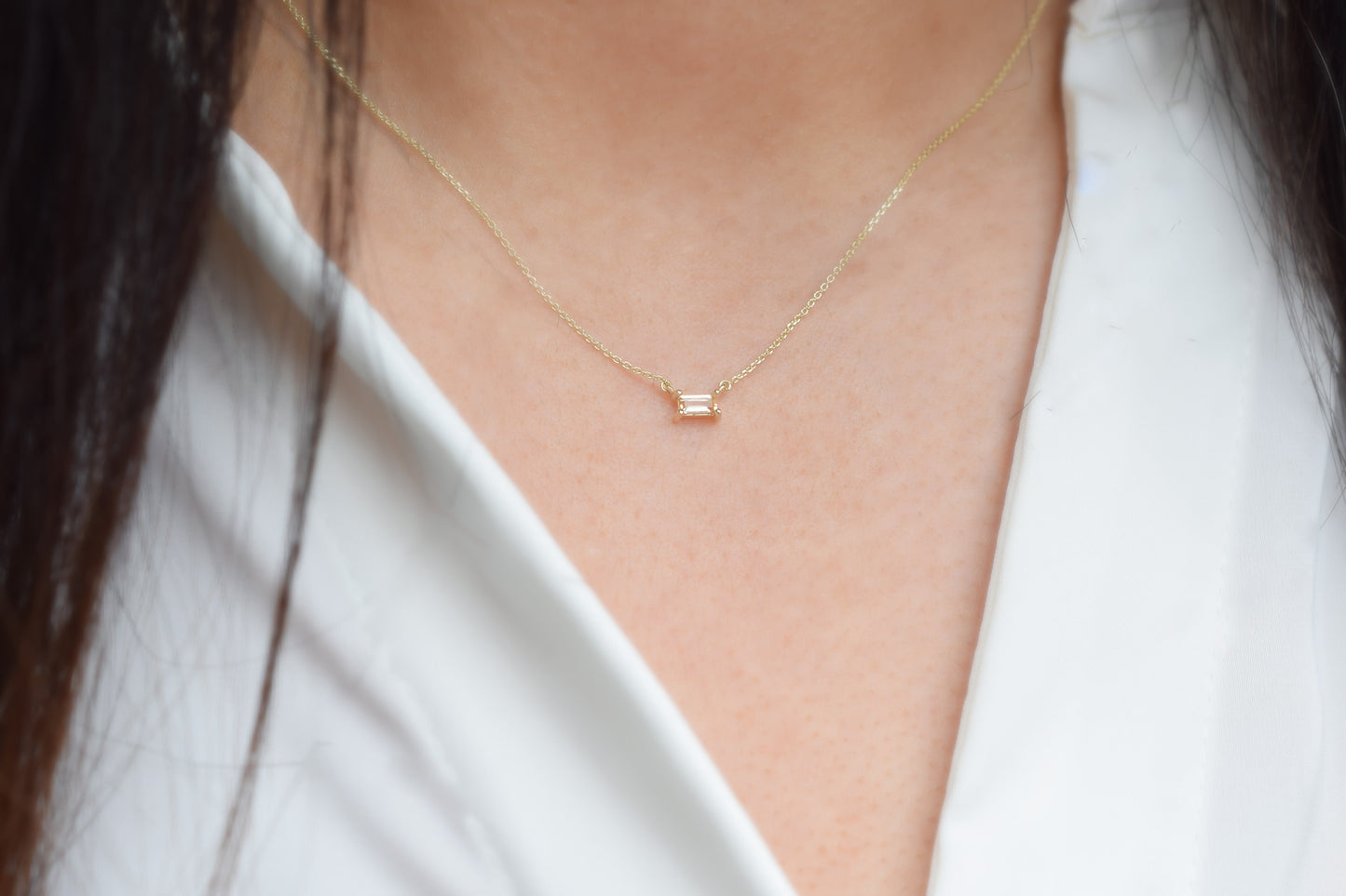 14K Goud Citrien Baquette Ketting