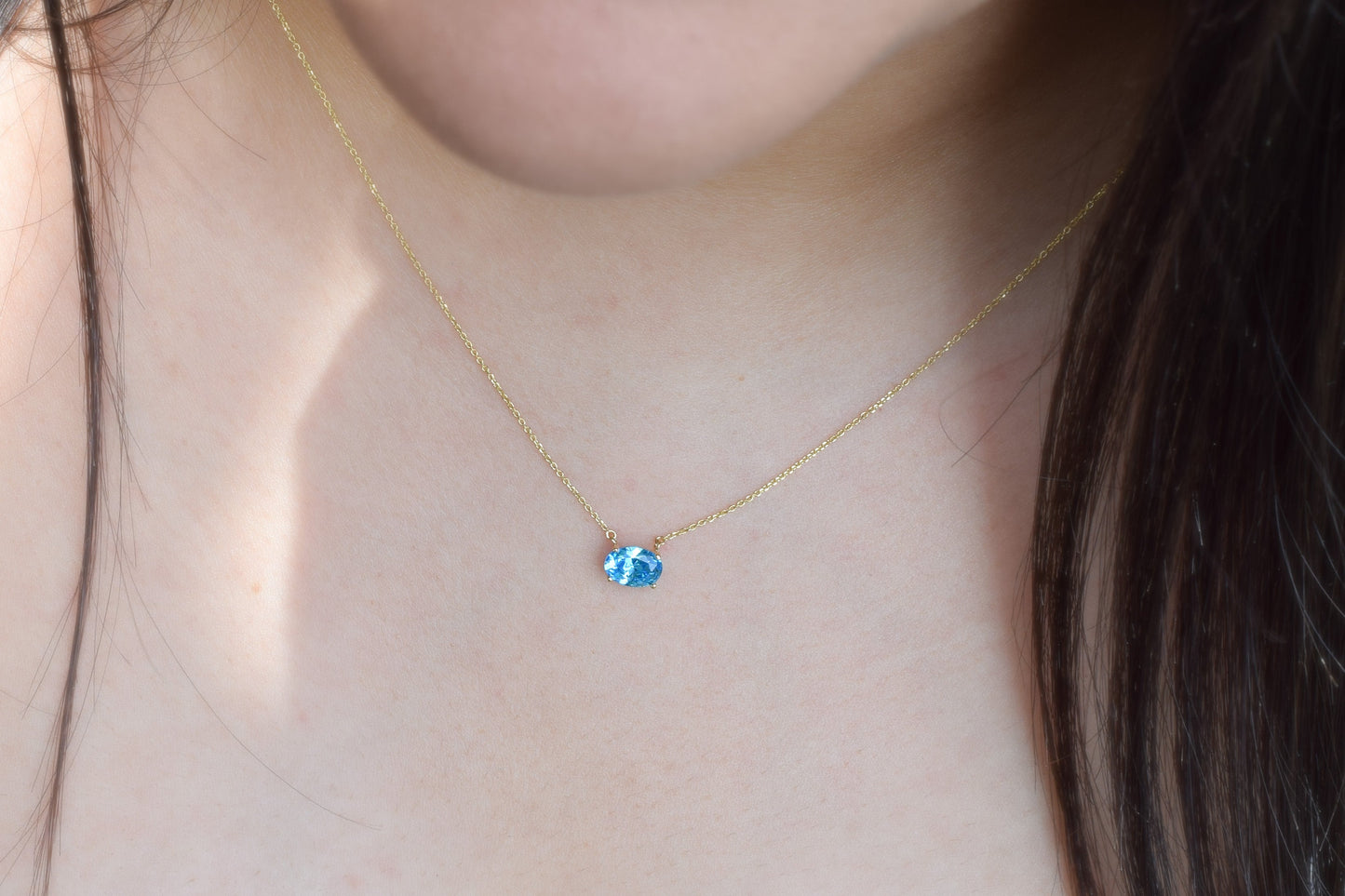 VerOna 14K Gold Ovaal Topaas Ketting
