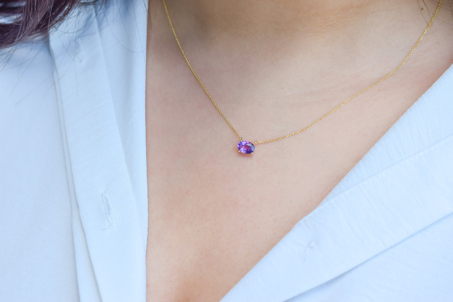 VerOna 14K Gold Ovaal Amethyst Ketting