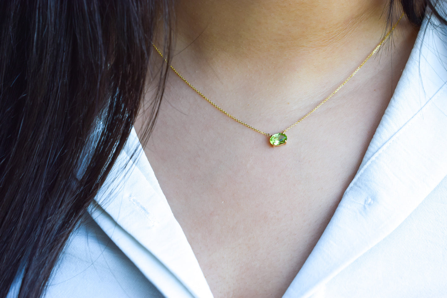 VerOna 14K Gold Ovaal Peridot Ketting