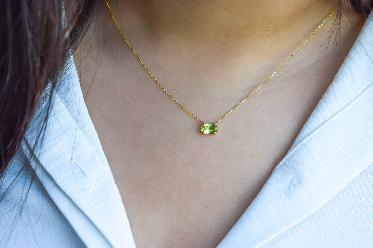 VerOna 14K Gold Ovaal Peridot Ketting