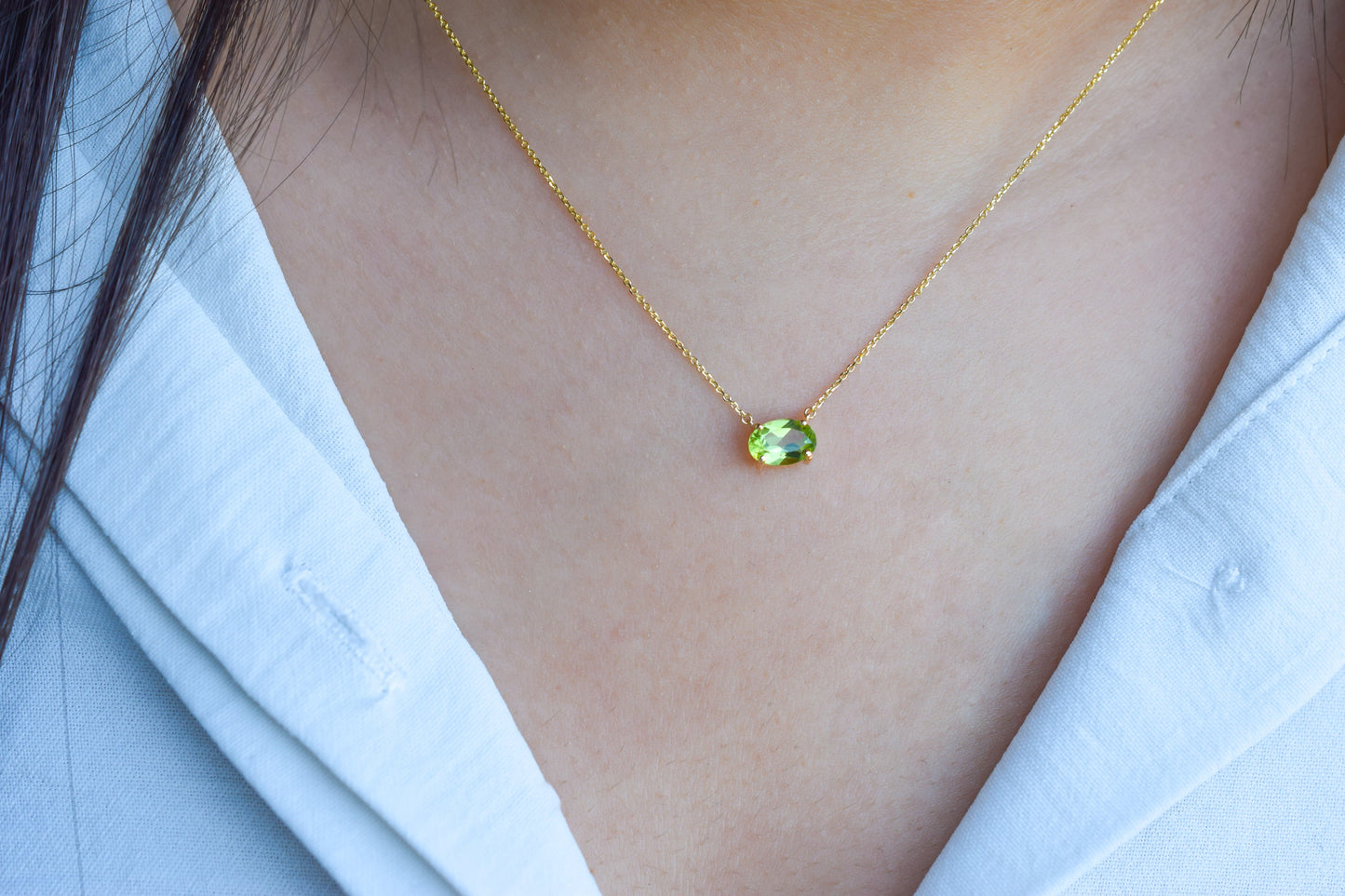 VerOna 14K Gold Ovaal Peridot Ketting