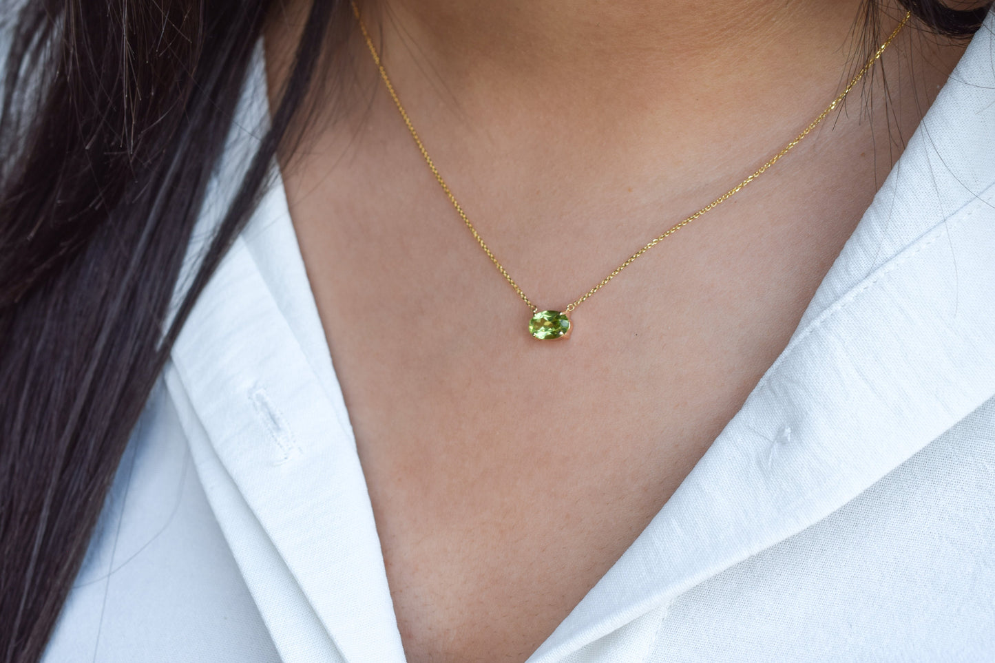 VerOna 14K Gold Ovaal Peridot Ketting