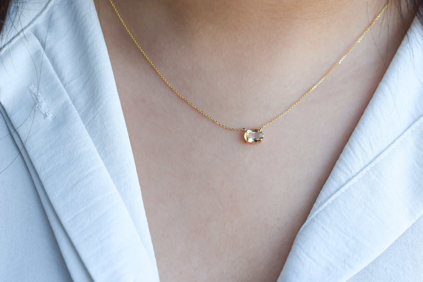 VerOna 14K Gold Ovaal Citrien Ketting