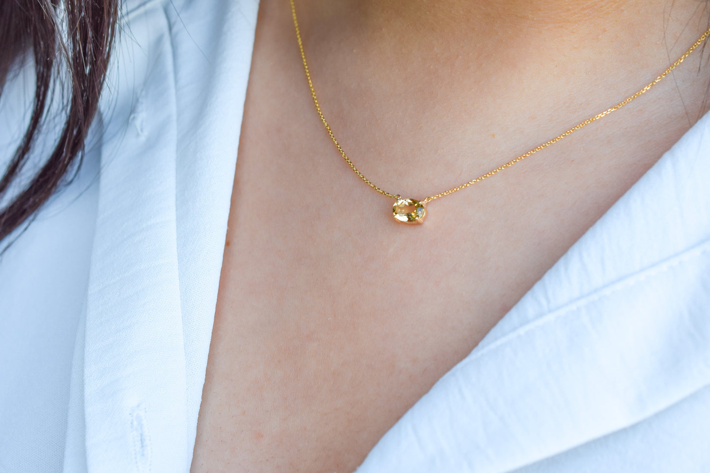 VerOna 14K Gold Ovaal Citrien Ketting