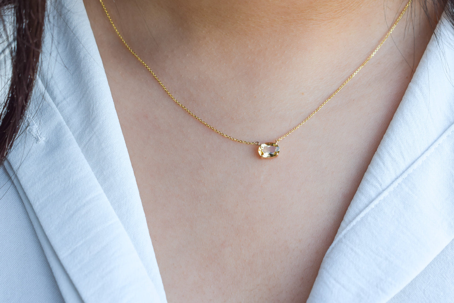 VerOna 14K Gold Ovaal Citrien Ketting