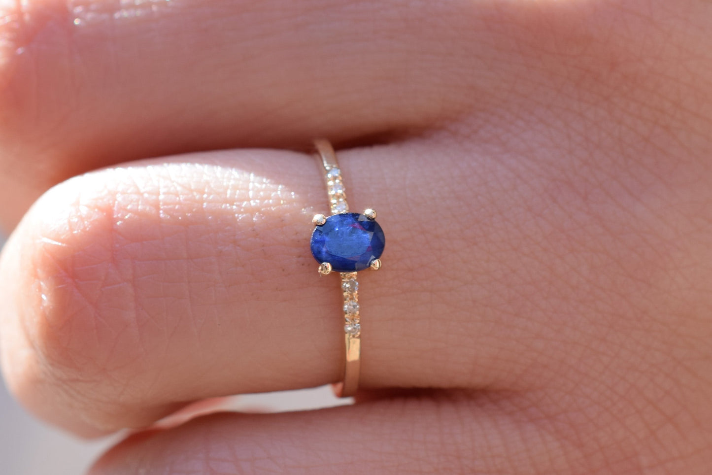 14K Goud Diamant Saffier Eva Ring
