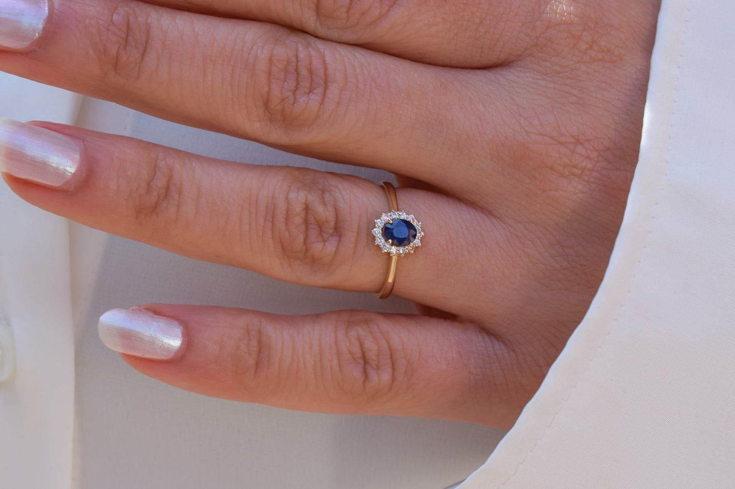 14K Diamant Saffier Sofia Ring