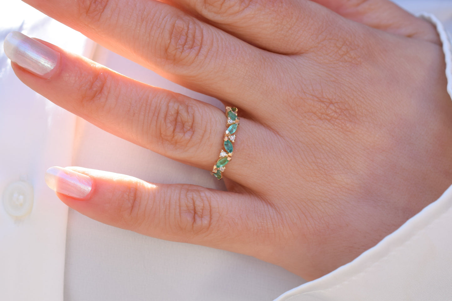 14K Diamant Smaragd Ana Ring