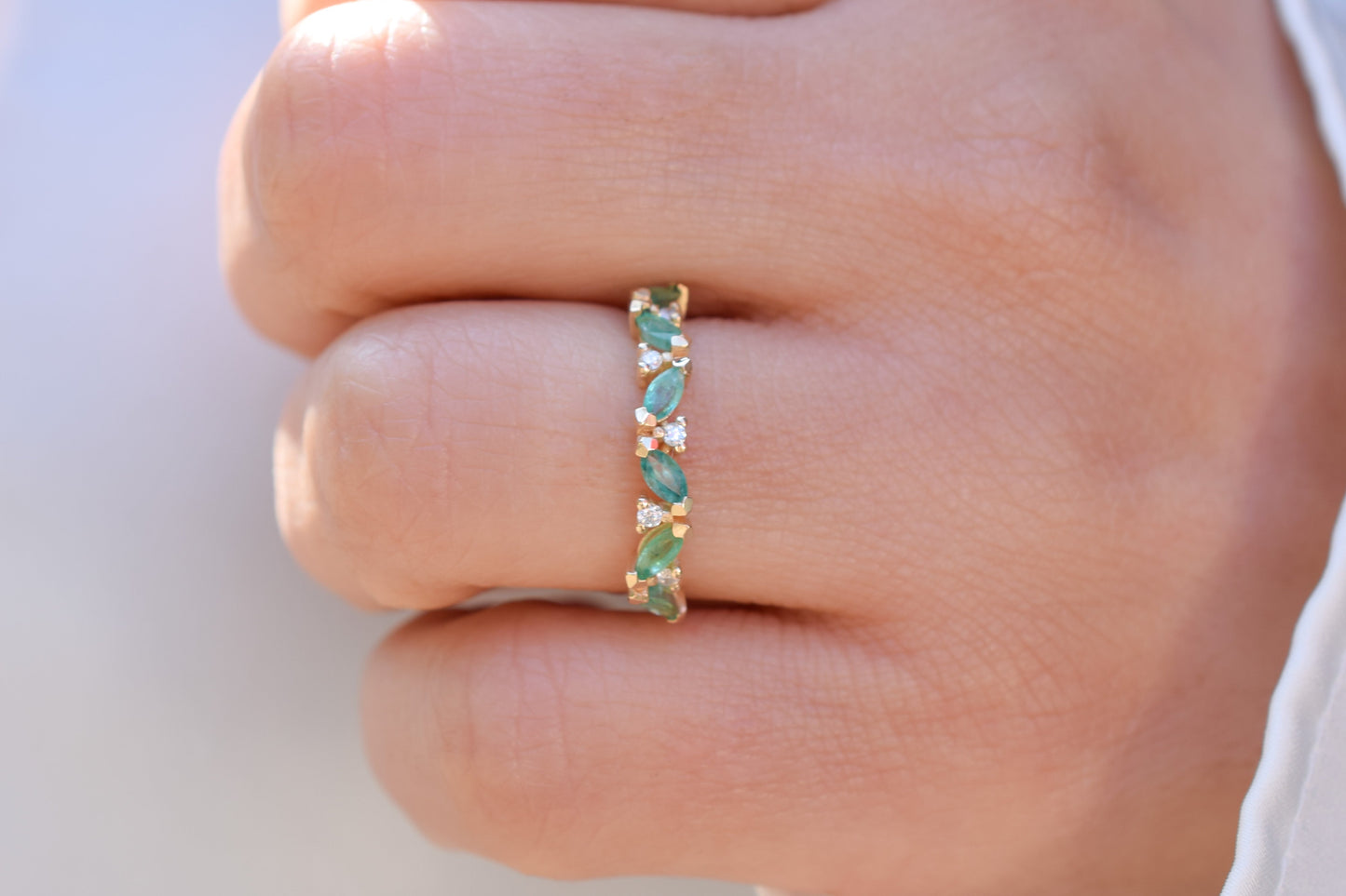 14K Diamant Smaragd Ana Ring