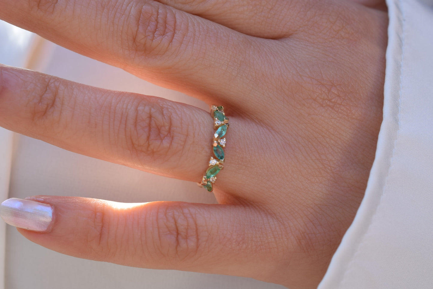 14K Diamant Smaragd Ana Ring