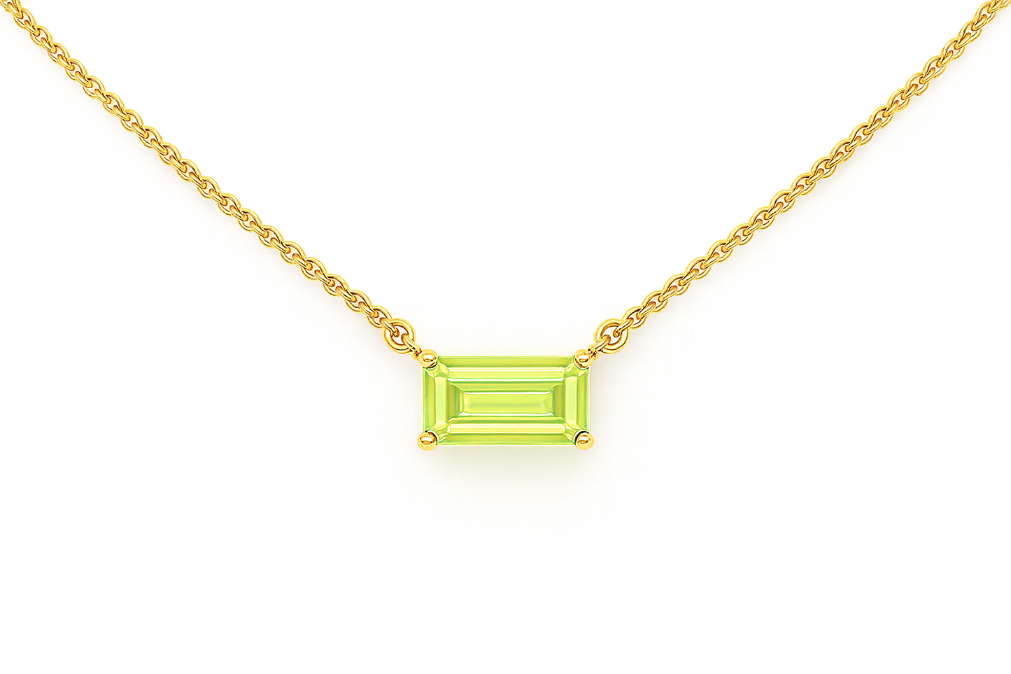 14K Gold Peridoot Baquette Ketting