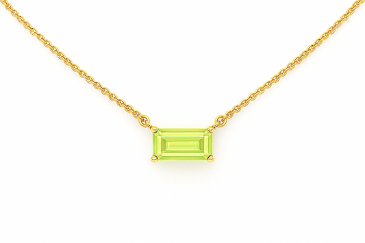 14K Gold Peridoot Baquette Ketting