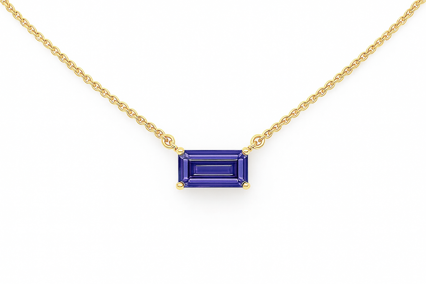14K Goud Amethist Baquette Ketting