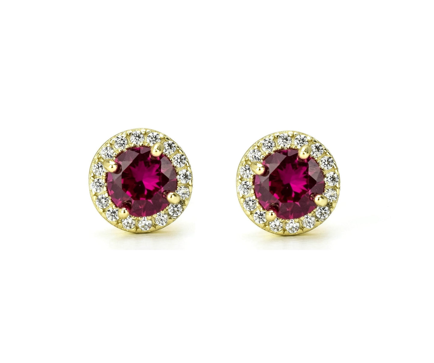 gouden robijn oorbellen, oorbellen robij, 18k gouden robijn oorsieraden, oorbellen ruby, ruby gold oorbellen, birthstone oorbellen, geboortesteen oorbellen, rode oorbellen, ronde oorbellen, gouden ruby oorknoppen, sieraden, gouden sieraden, zilveren rode oorbellen