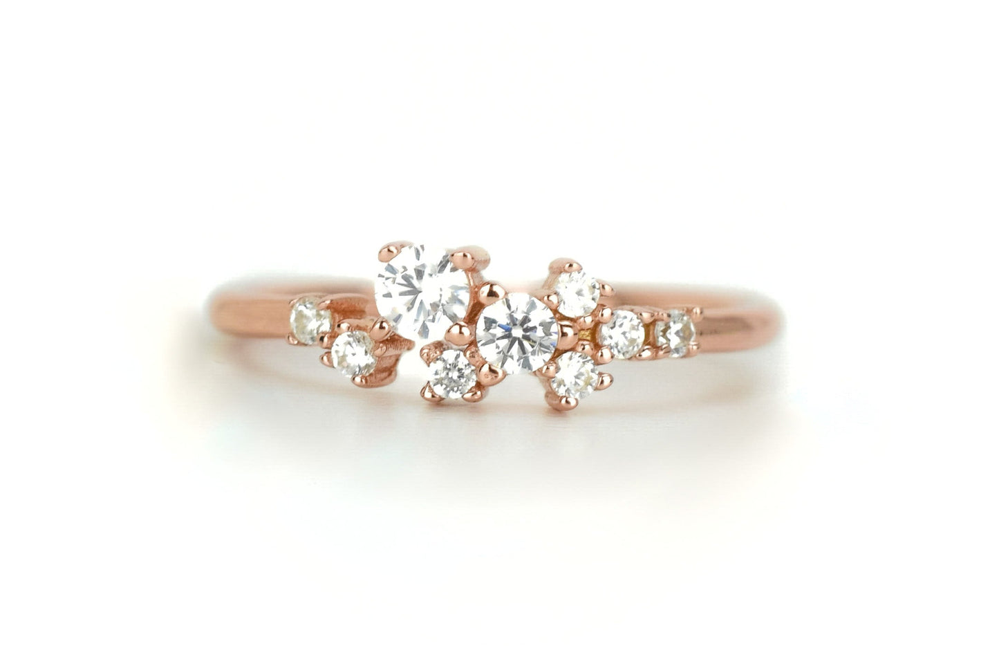 Cluster ring goud, zilveren ring met stenen, ring rosegoud, unieke ring, dames ring, gouden dames ring, zilveren feestelijke ring, promise ring goud, verlovingsring zilver