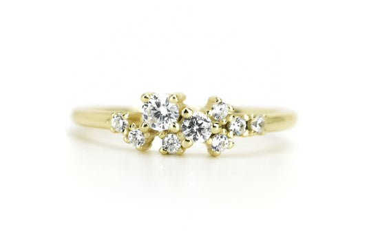 Cluster ring goud, zilveren ring met stenen, ring rosegoud, unieke ring, dames ring, gouden dames ring, zilveren feestelijke ring, promise ring goud, verlovingsring zilver