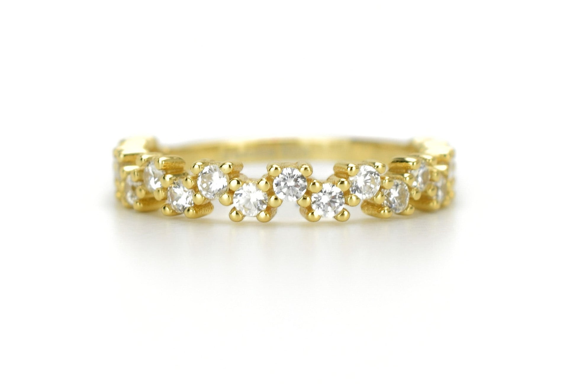 gouden ring, 18k goud, ring ban, stapel ring, half eternity ring, verlovingsring, aanschuif ring goud