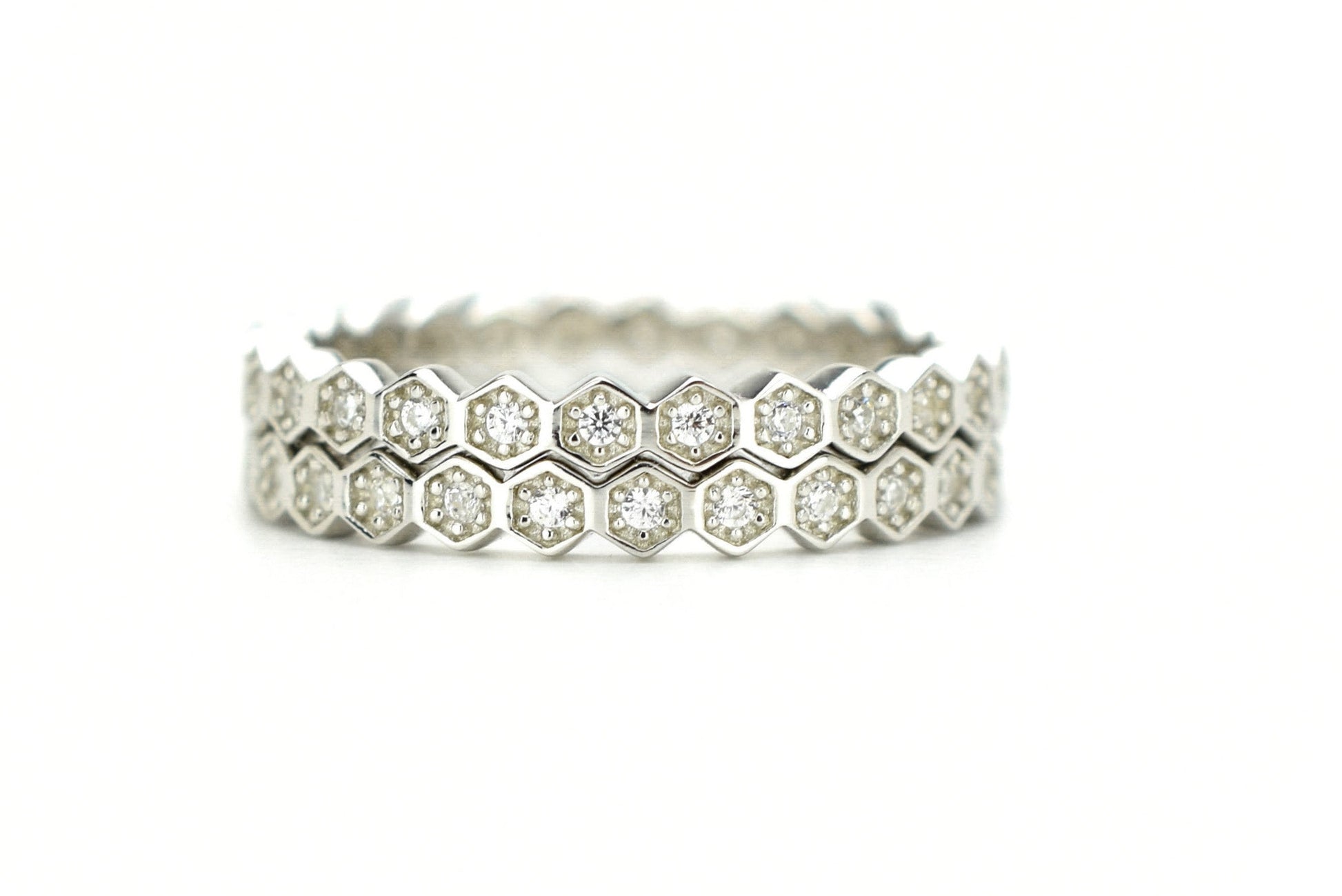 honingraat ring set, ringenset zilver, stapel ringen, aanschuifring zilver, honeycomb ring goud, aanschuifring rosegoud, unieke ringen