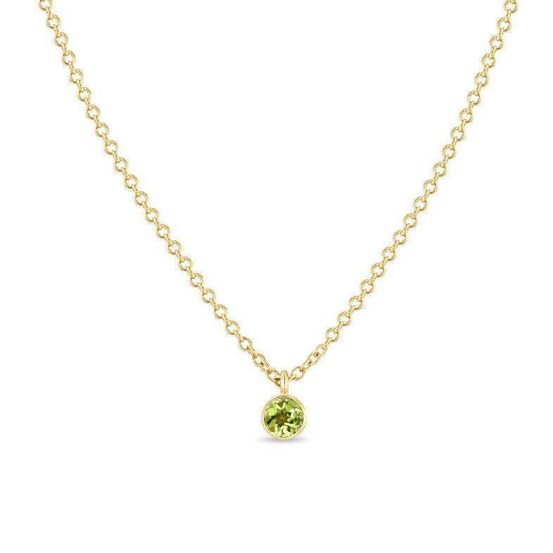 14K Gold Peridoot Bezel Ketting