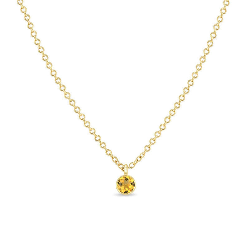 14K Goud Citrien Bezel Ketting