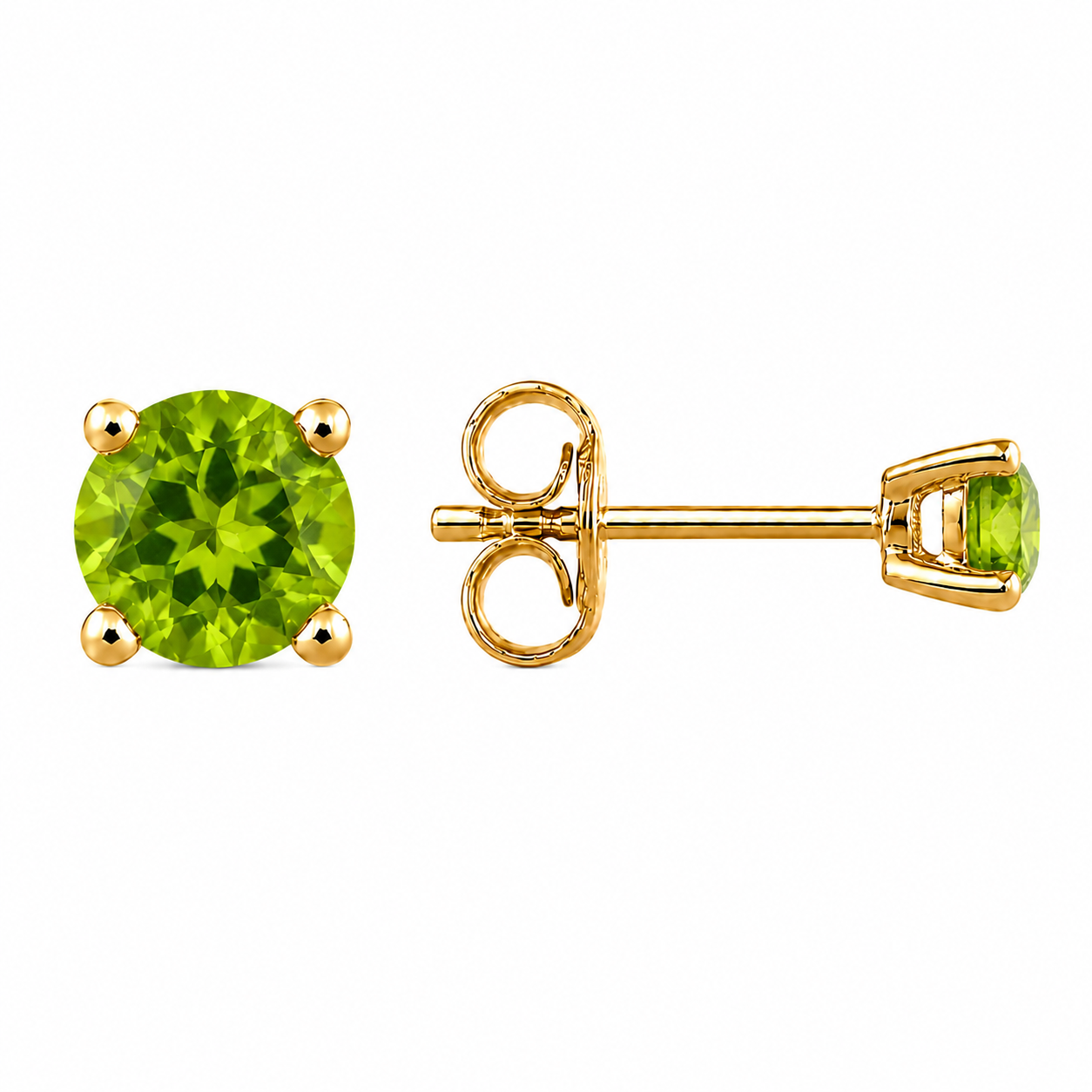 14K Gold Lyra Oorbellen Peridoot 4mm