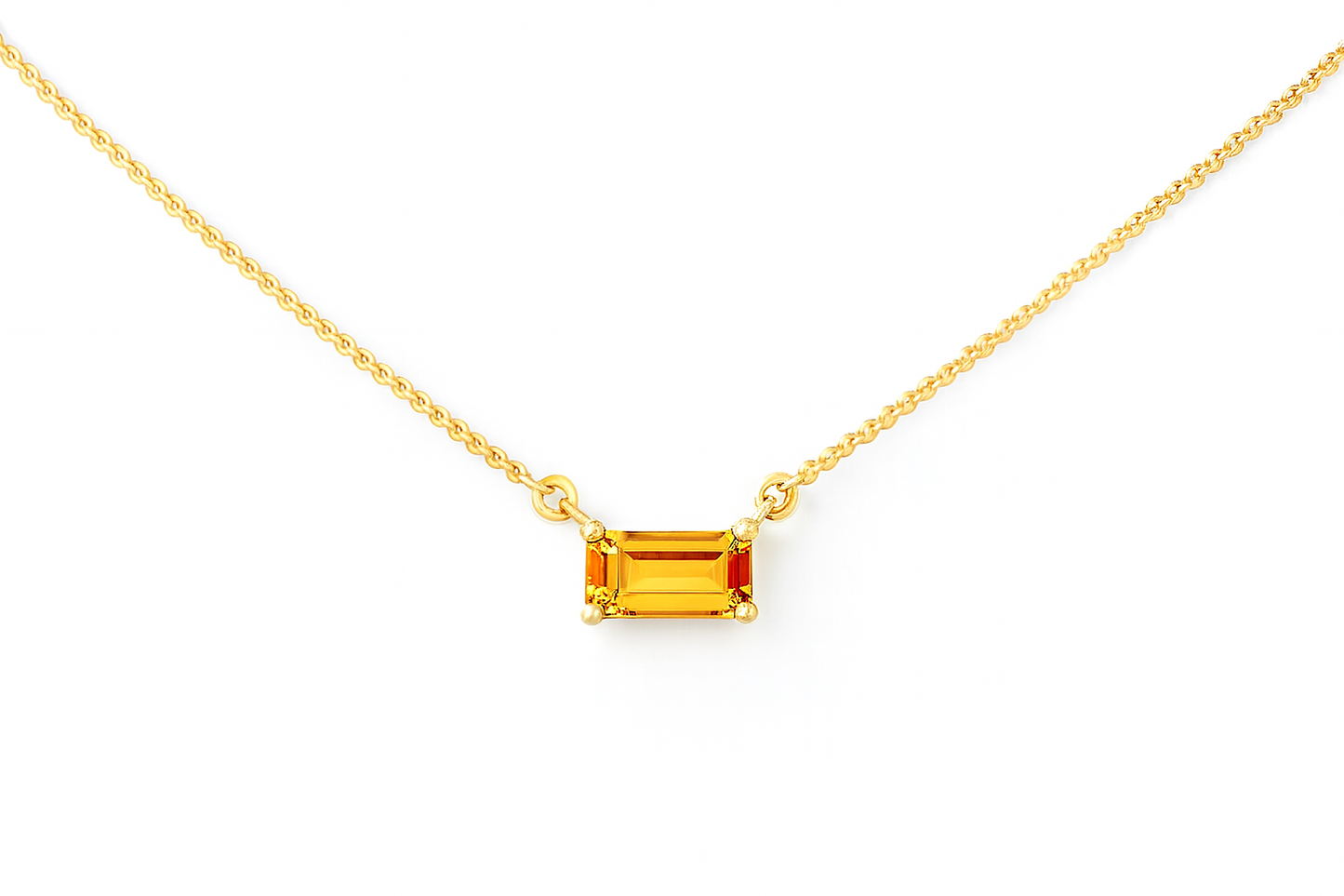 14K Goud Citrien Baquette Ketting