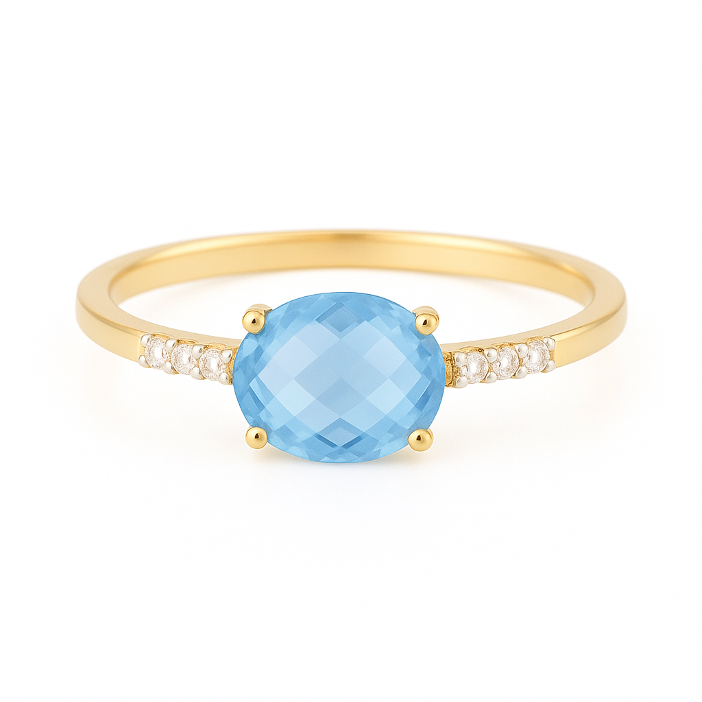 14K Goud Atlanta Topaas Diamant Ring