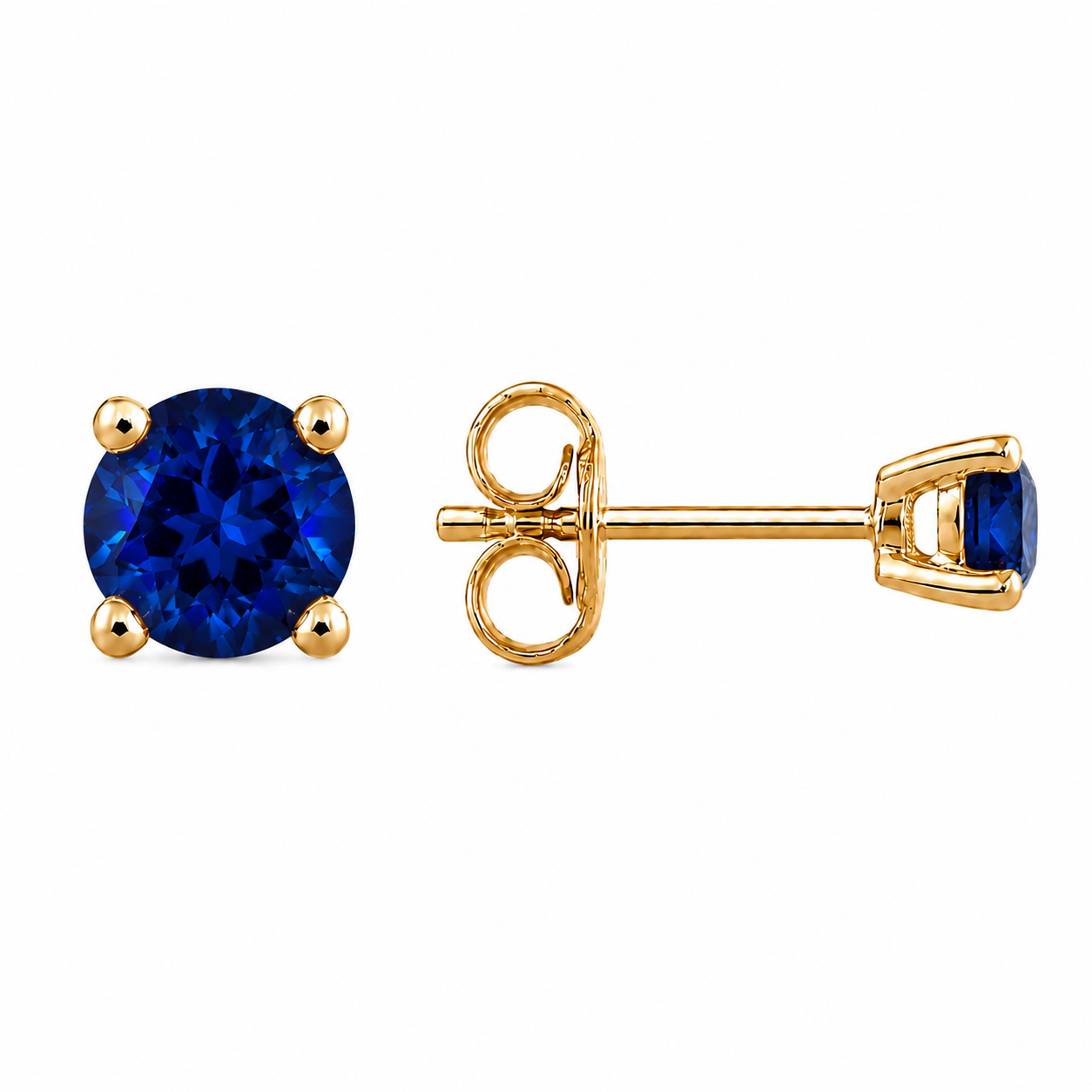 14K Gold Lyra Oorbellen Saffier 4mm
