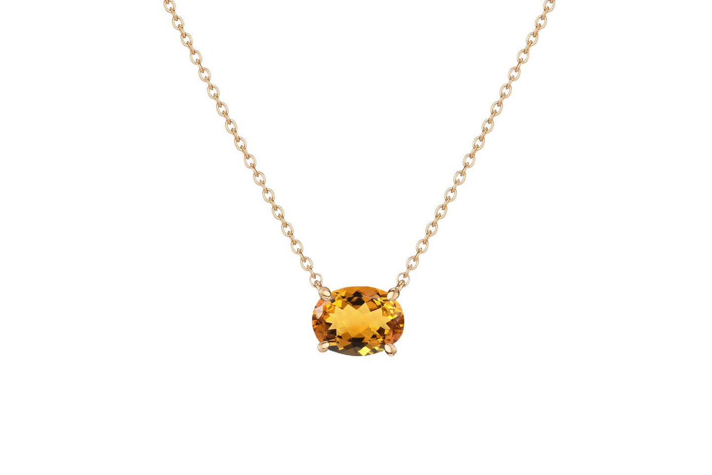 VerOna 14K Gold Ovaal Citrien Ketting