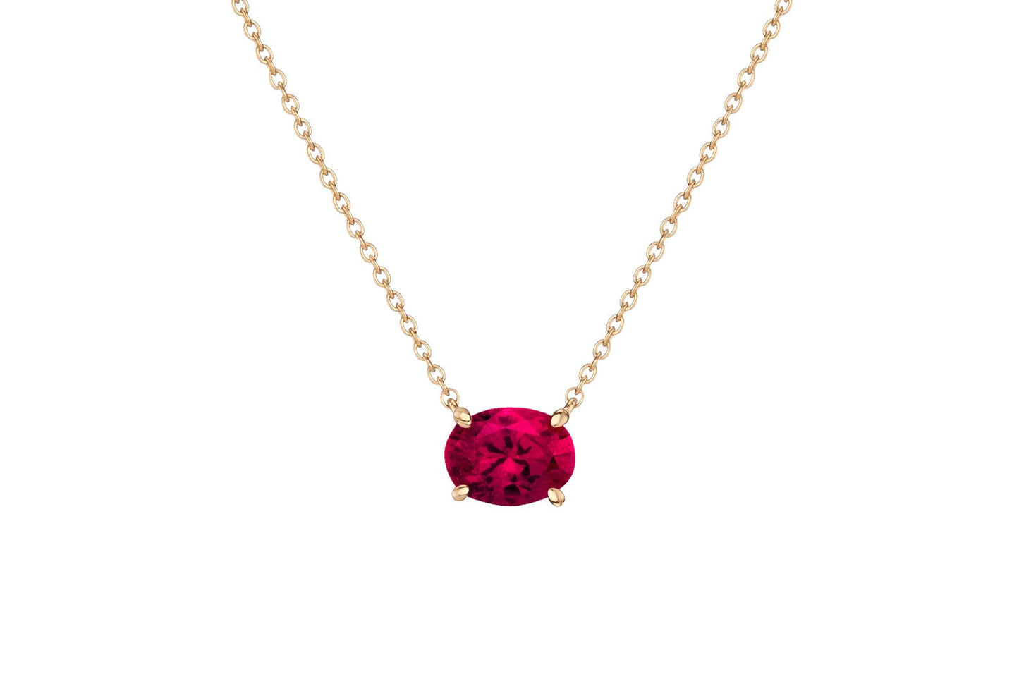 VerOna 14K Gold Ovaal Robijn Ketting