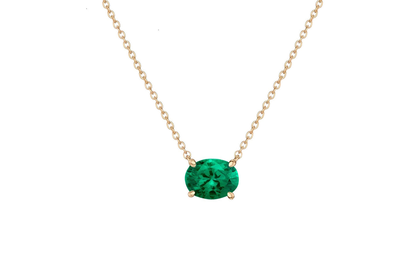 VerOna 14K Gold Ovaal Smaragd Ketting