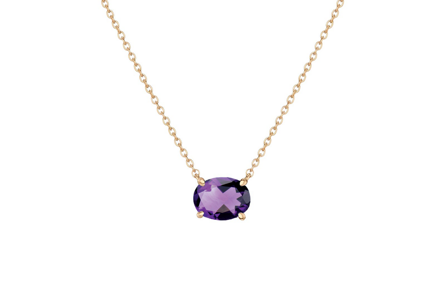 VerOna 14K Gold Ovaal Amethyst Ketting