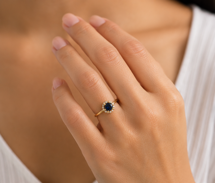 14K Diamant Ava Saffier Ring